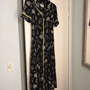 American Vintage Black Maxi Dress with Yellow Trim
